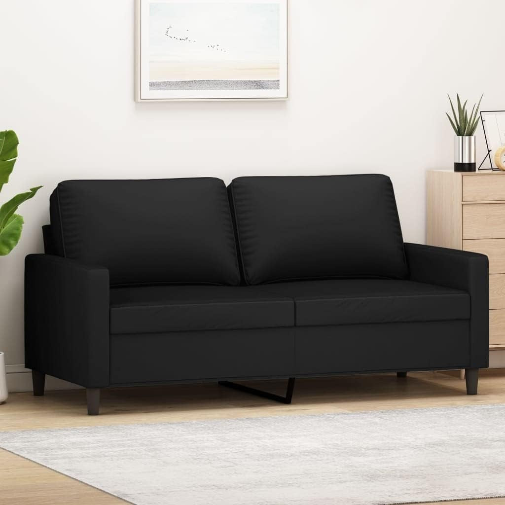 2-Sitzer-Samtsofa mit Metallgestell in Schwarz, 140 cm