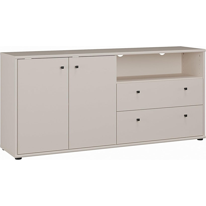 TV-Kommode mit 2 Tueren und 2 Schubladen aus Holzwerkstoff in Kaschmirbeige, 143,9 ¡Á 66,3 ¡Á 34,8 cm