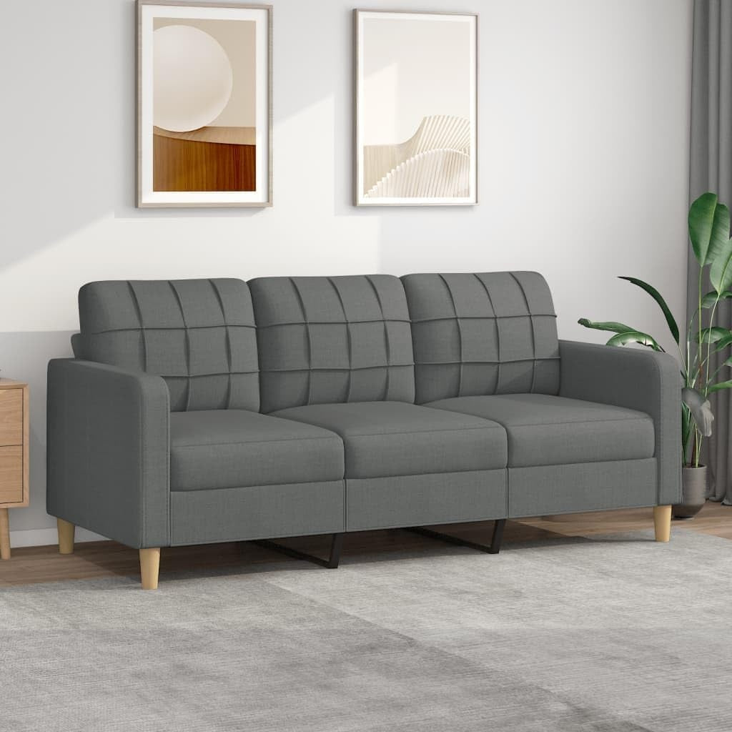 3-Sitzer-Polstersofa mit Metallgestell in Dunkelgrau, 180 cm