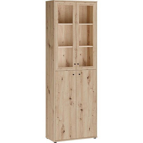 Standvitrine mit 4 Tueren in Artisan-Eiche, 73,7 ¡Á 216,7 ¡Á 34,8 cm