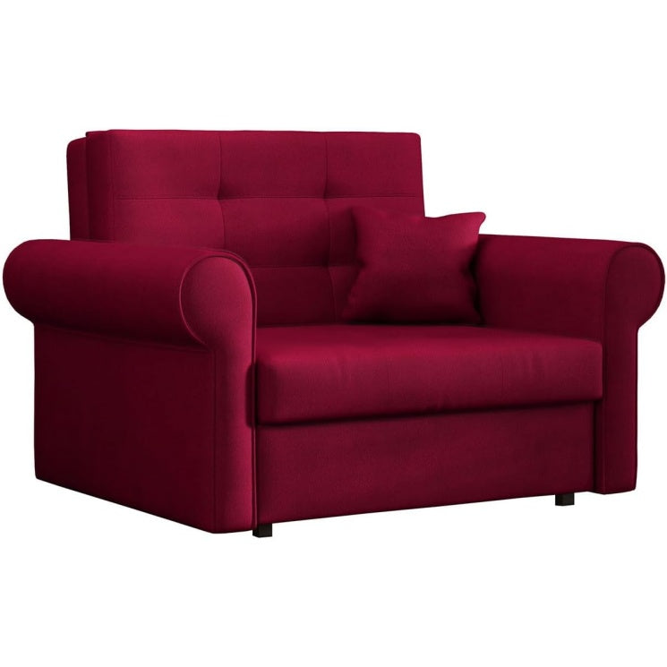 Schlafsofa mit Bettkasten, Schlaffunktion, Kissen und abgerundeten Armlehnen