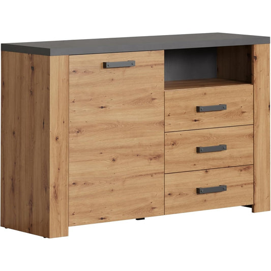 Sideboard in Eiche und Anthrazit mit Vollauszug-Schubladen, 127 ¡Á 83 ¡Á 40 cm