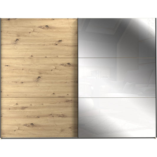 Kleiderschrank mit 2 Schiebetueren und Spiegel aus Holzwerkstoff in Artisan-Eiche, 270 ¡Á 210,5 ¡Á 63 cm