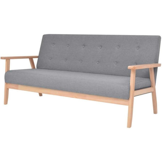 3-Sitzer-Stoffsofa mit Armlehnen in Hellgrau