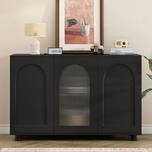 Sideboard mit 3 Tueren und Glastuer im schlichten Design